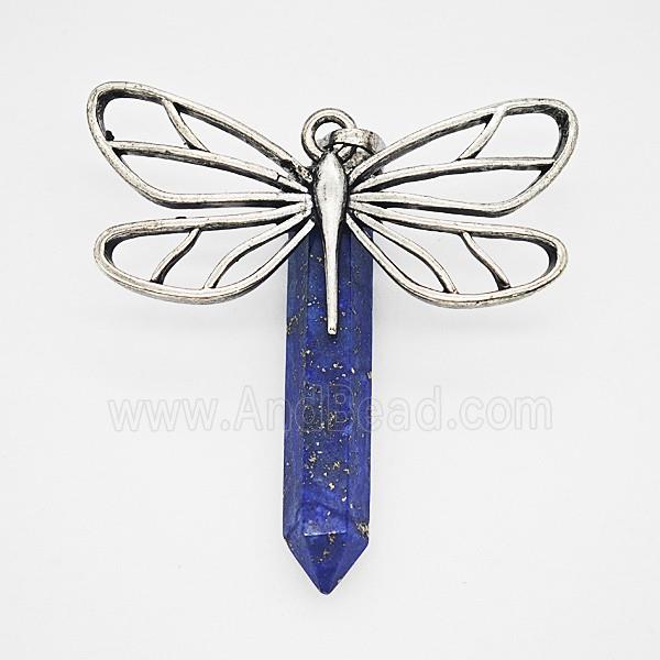 Gemstone Pendant, Antique Silver Plated