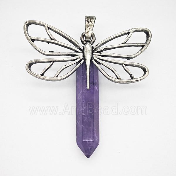 Gemstone Pendant, Antique Silver Plated
