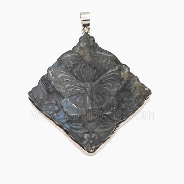Gemstone Pendant, Pltinum Plated