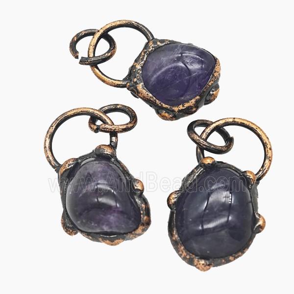 Gemstone Pendant, Red Copper Plated