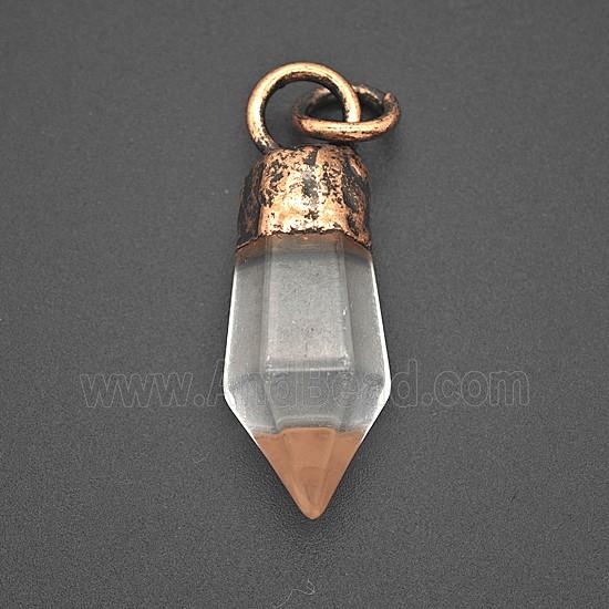 Gemstone Pendant, Red Copper Plated