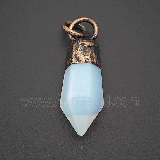 Gemstone Pendant, Red Copper Plated