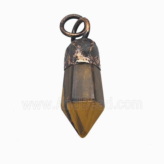 Gemstone Pendant, Red Copper Plated