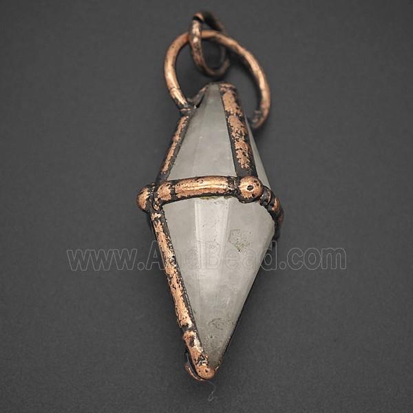 Gemstone Pendant, Red Copper Plated