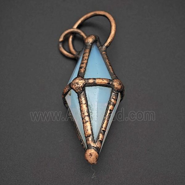 Gemstone Pendant, Red Copper Plated
