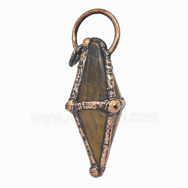Gemstone Pendant, Red Copper Plated