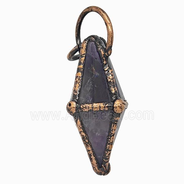 Gemstone Pendant, Red Copper Plated
