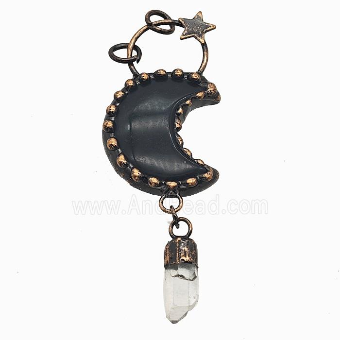 Gemstone Pendant, Red Copper Plated