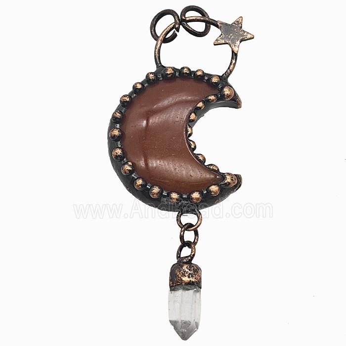 Gemstone Pendant, Red Copper Plated