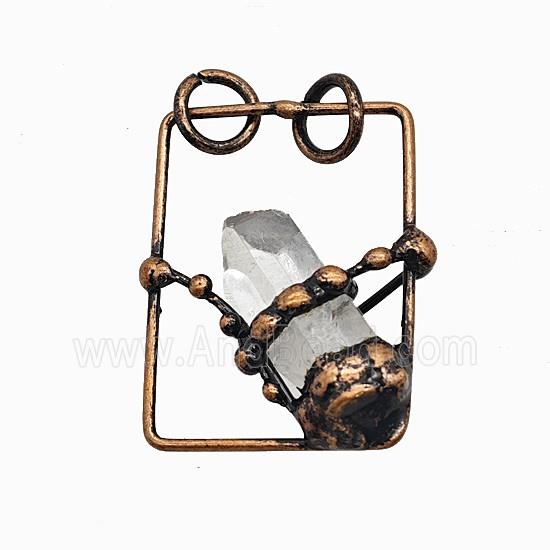 Gemstone Pendant, Red Copper Plated