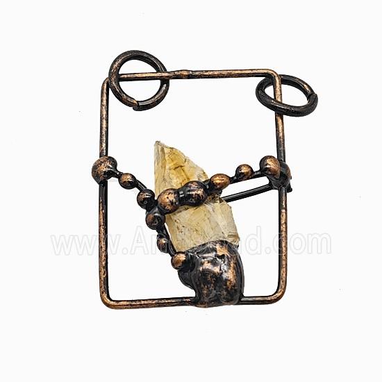 Gemstone Pendant, Red Copper Plated