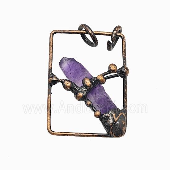 Gemstone Pendant, Red Copper Plated