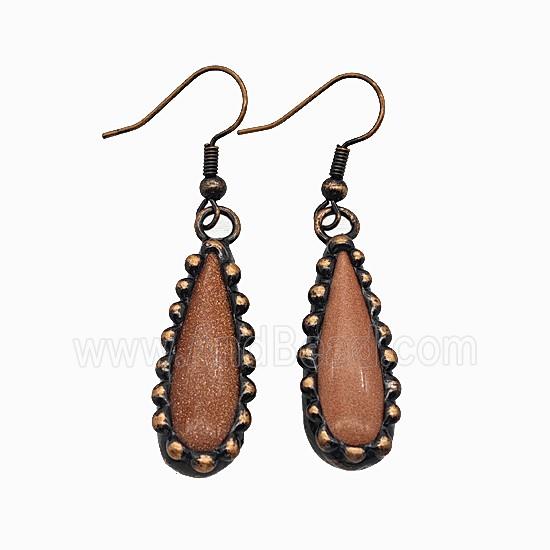Gemstone Earring, Red Copper Plated