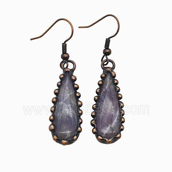 Gemstone Earring, Red Copper Plated