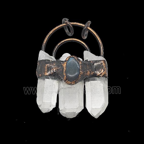 Gemstone Earring, Red Copper Plated