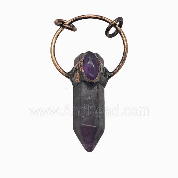 Gemstone Pendant, Red Copper Plated