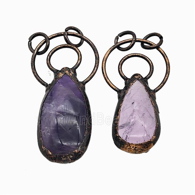 Gemstone Pendant, Red Copper Plated