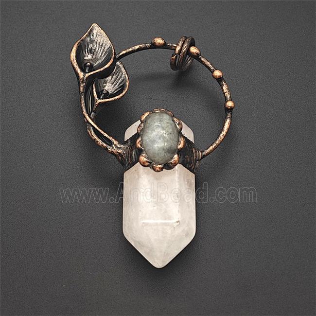 Gemstone Pendant, Red Copper Plated