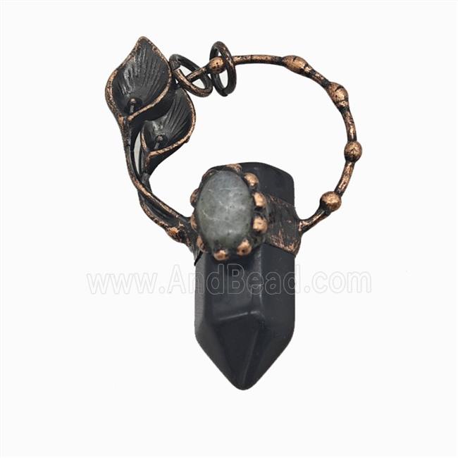 Gemstone Pendant, Red Copper Plated
