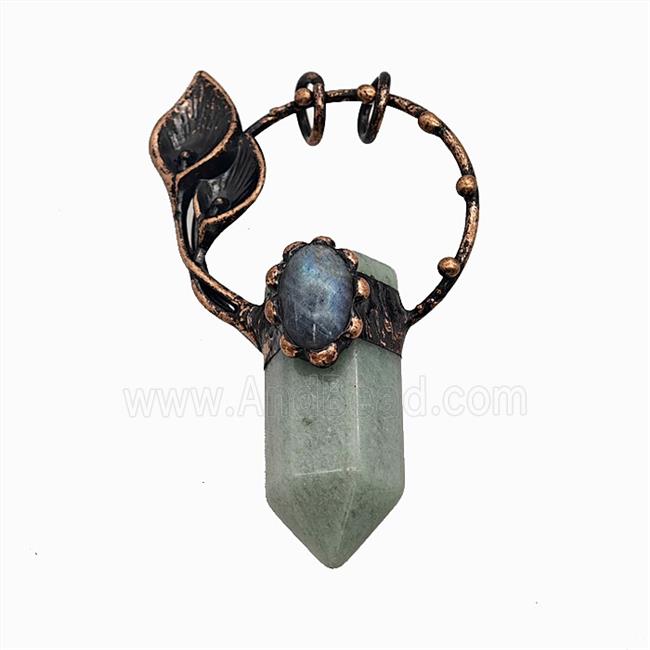 Gemstone Pendant, Red Copper Plated