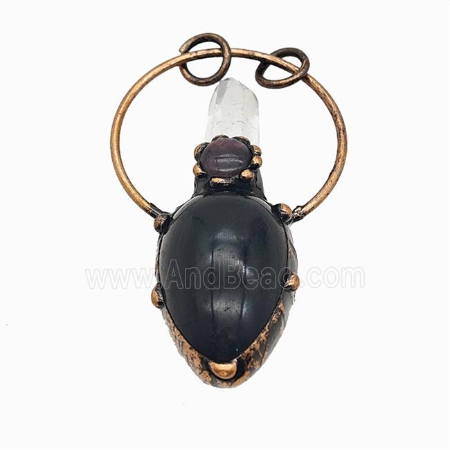 Gemstone Pendant, Red Copper Plated