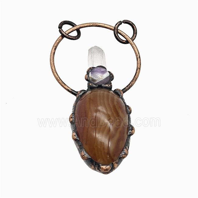 Gemstone Pendant, Red Copper Plated