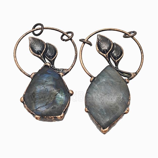 Gemstone Pendant, Red Copper Plated