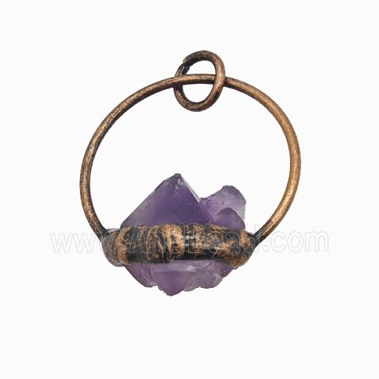Gemstone Pendant, Red Copper Plated