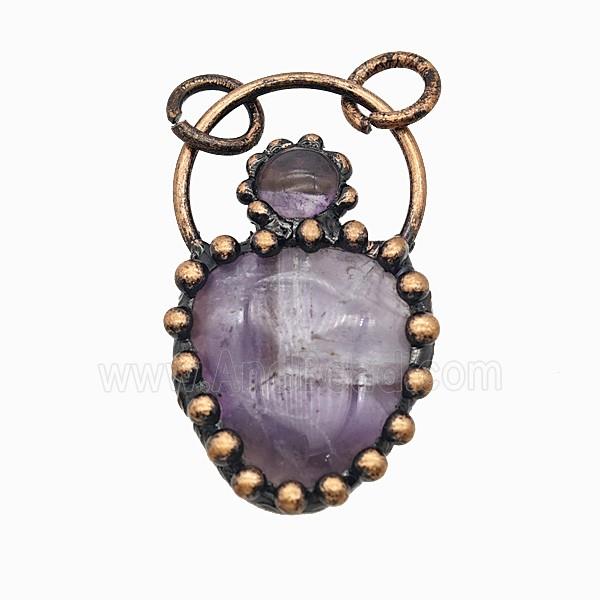Gemstone Pendant, Red Copper Plated