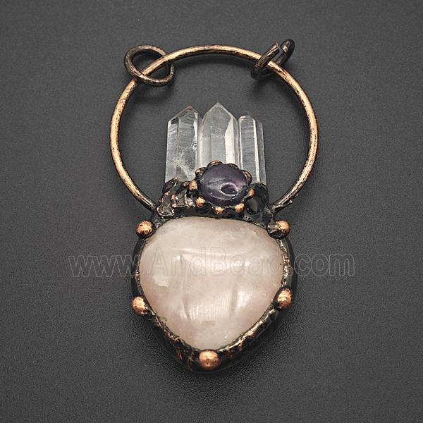 Gemstone Pendant, Red Copper Plated