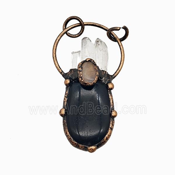 Gemstone Pendant, Red Copper Plated