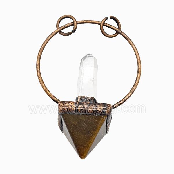 Gemstone Pendant, Red Copper Plated