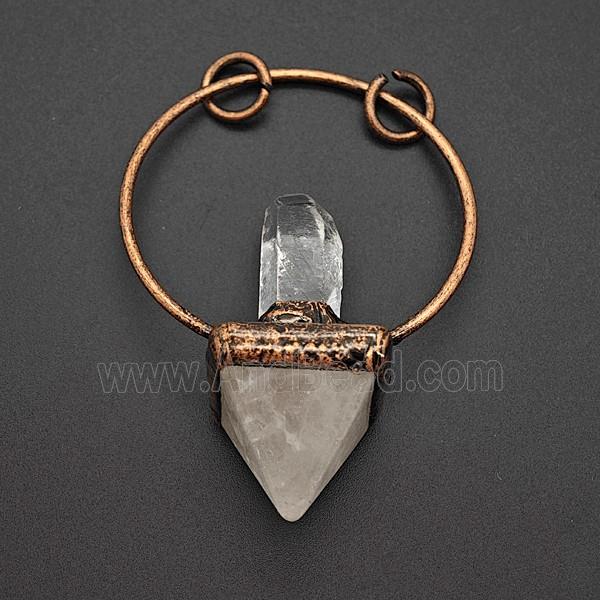 Gemstone Pendant, Red Copper Plated