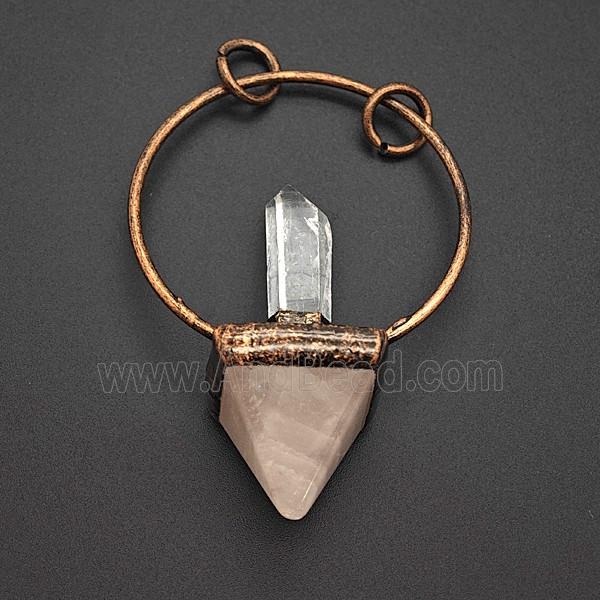 Gemstone Pendant, Red Copper Plated