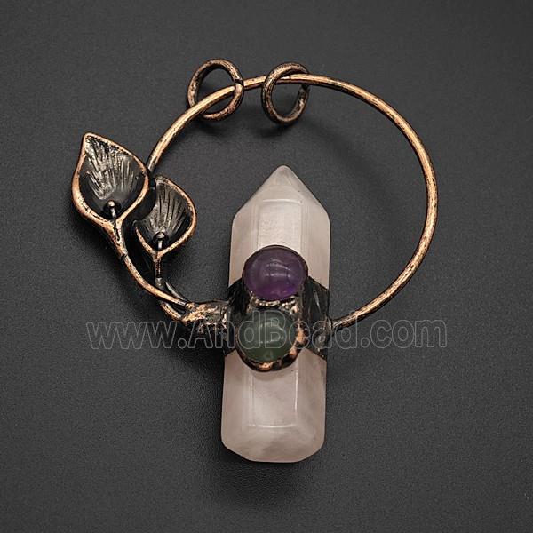 Gemstone Pendant, Red Copper Plated