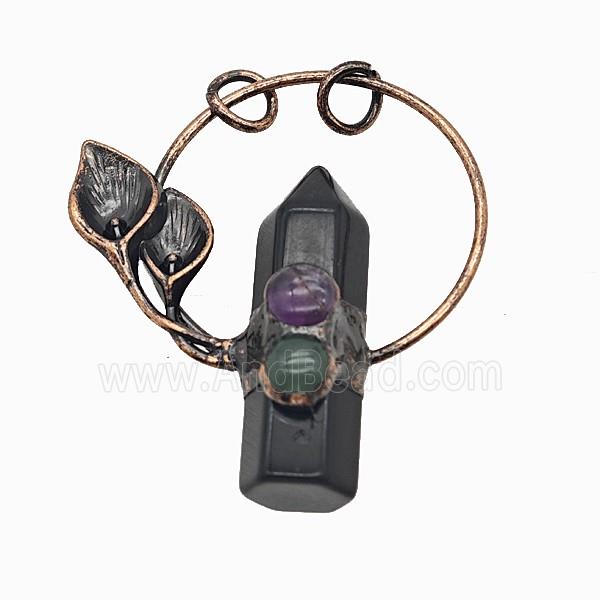 Gemstone Pendant, Red Copper Plated