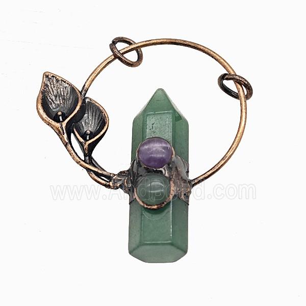 Gemstone Pendant, Red Copper Plated