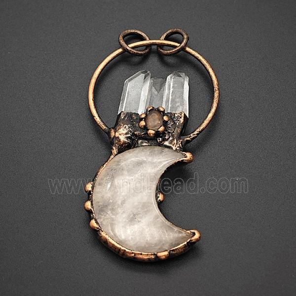 Gemstone Pendant, Red Copper Plated