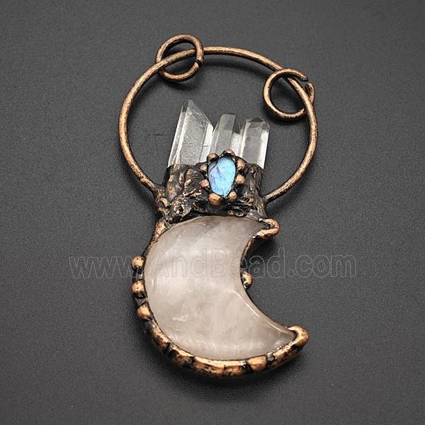 Gemstone Pendant, Red Copper Plated