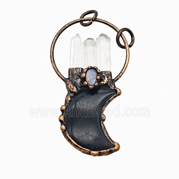Gemstone Pendant, Red Copper Plated