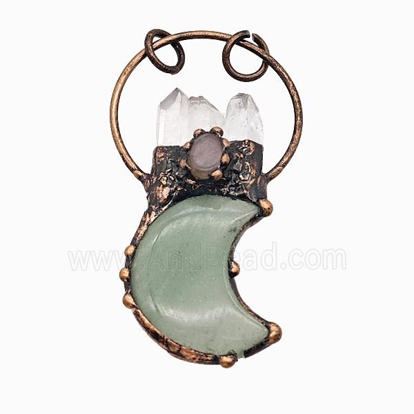Gemstone Pendant, Red Copper Plated