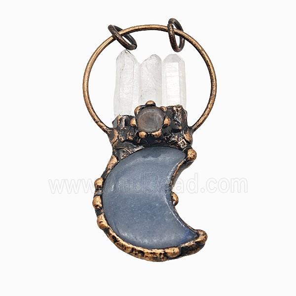 Gemstone Pendant, Red Copper Plated