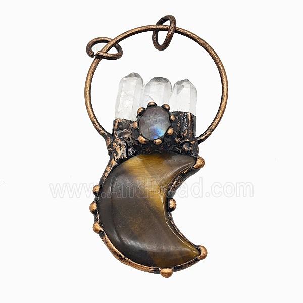 Gemstone Pendant, Red Copper Plated