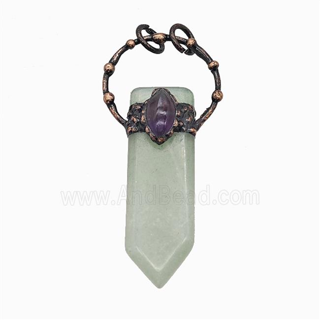 Gemstone Pendant, Red Copper Plated