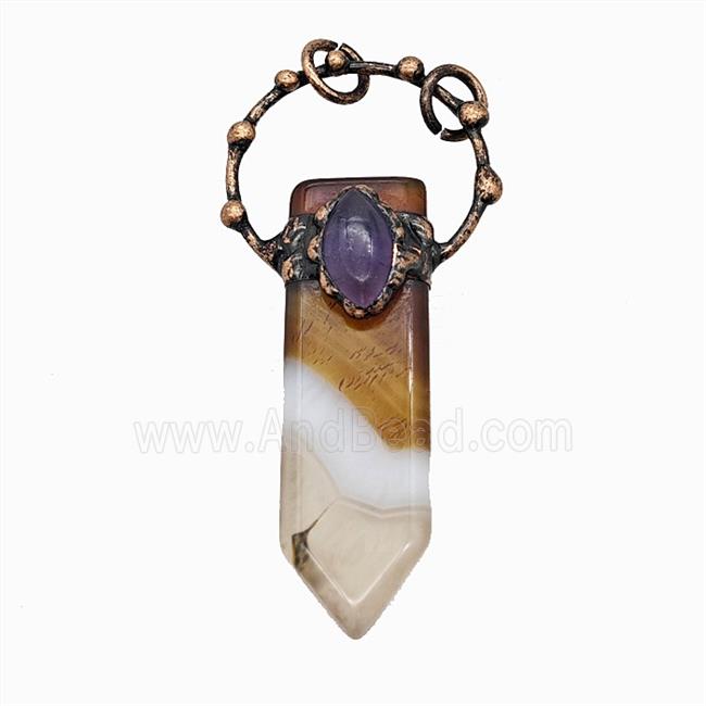 Gemstone Pendant, Red Copper Plated
