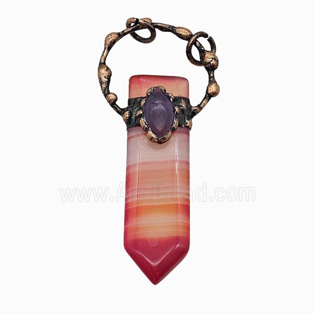 Gemstone Pendant, Red Copper Plated