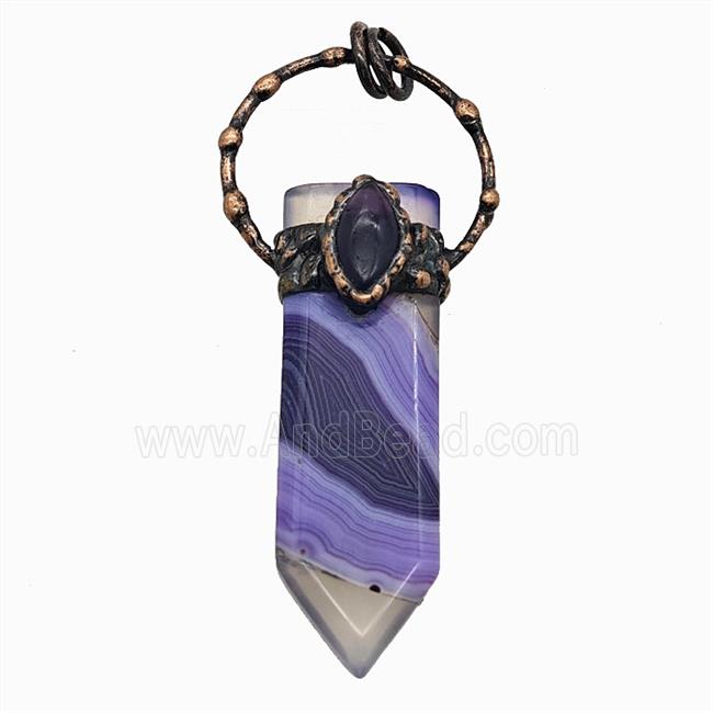 Gemstone Pendant, Red Copper Plated