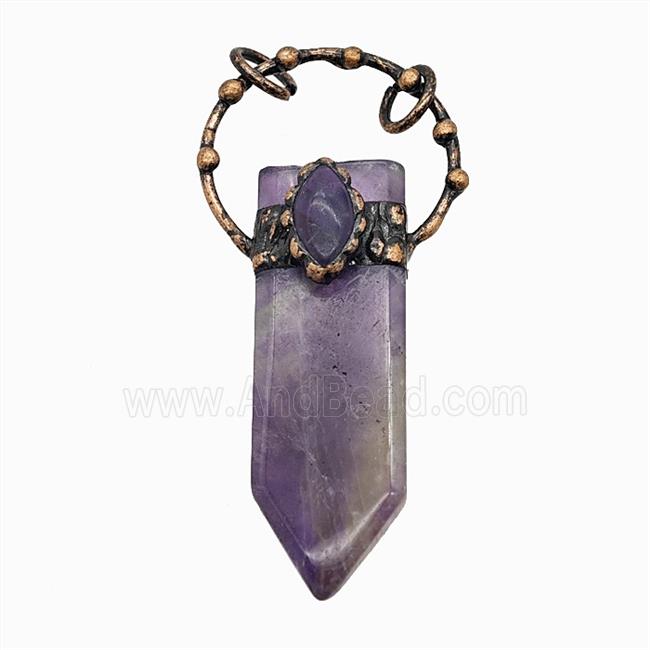 Gemstone Pendant, Red Copper Plated