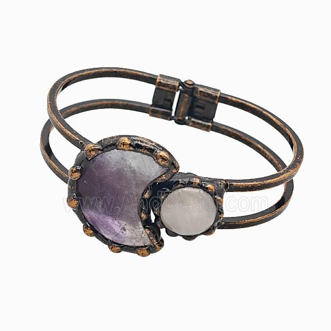 Gemstone Bracelet, Red copper Plated
