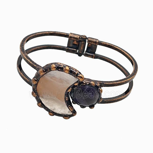 Gemstone Bracelet, Red copper Plated